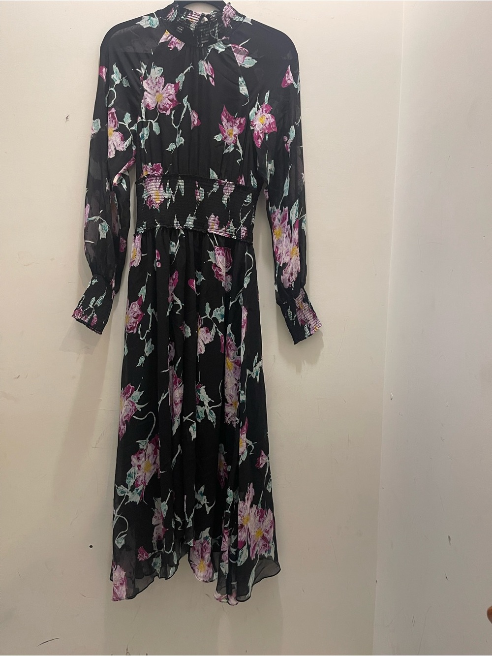 ALC Silk Maxi Dress Ribbed Details